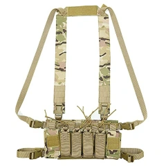 Outdoor Tactical Camouflage Chest Rig Tactical Molle Tactical Chest Rig Vest With Magazine Pouches Tactical Vest Chest Rig Outdoor Tactical Chest Rig for Hunting Lightweight Tactical Chest Vest with Mag Pouch Tactical Modular Chest Rig