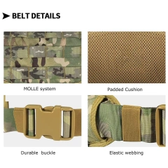 Adjustable Premium Tensile Strength Field Adventure Outdoor Work Tactical Battle Belt Camping Outdoor Hunting Duty Belt  Waterproof multifunctional Adjustable Training Men's Ratchet Casual Web Belt with Click Buckle Nylon Waist Strap