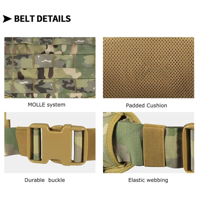 Adjustable Premium Tensile Strength Field Adventure Outdoor Work Tactical Battle Belt Camping Outdoor Hunting Duty Belt  Waterproof multifunctional Adjustable Training Men's Ratchet Casual Web Belt with Click Buckle Nylon Waist Strap
