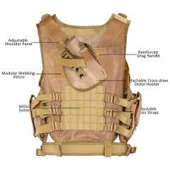 Adjustable 600D Encryption Polyester Camo Tactical Vest Outdoor Training Vest Lightweight Assault Vest for TrainingTraining Vest  Nylon Shooting Hunting Adjustable Training durable outdoors security Training vest