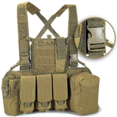 Tactical Equipment Gear Vest Outdoor Adjustable Chest Rig with Pouches Heavy Duty Tactical Rig Hunting Vest Customized Outdoor Tactical Vest Rig Pack Camouflage Tactical Chest Backpack Heavy Duty Tactical Rig for Chest