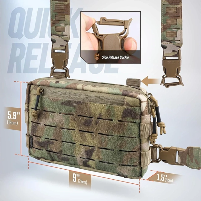 Tactical Chest Rig Pack for Men Good Quality Tactical Chest Rigs for Hunting Outdoor Tactical Vest with Mag Pouch Camouflage Tactical Chest Hanging Vest Tactical Bag Light Weight Tactical Chest Rig Bag Training Chest Rig