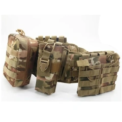 Adjustable Outdoor Quick-release Buckle Outdoor Waist Wrap Camouflage Tactical Belt Set Multi-functional Belts Accessory Bag  Wear-resistant Lightweight Reversible Ratchet Belt Nylon Web Tactical Work Belt with Automatic Slide Buckle