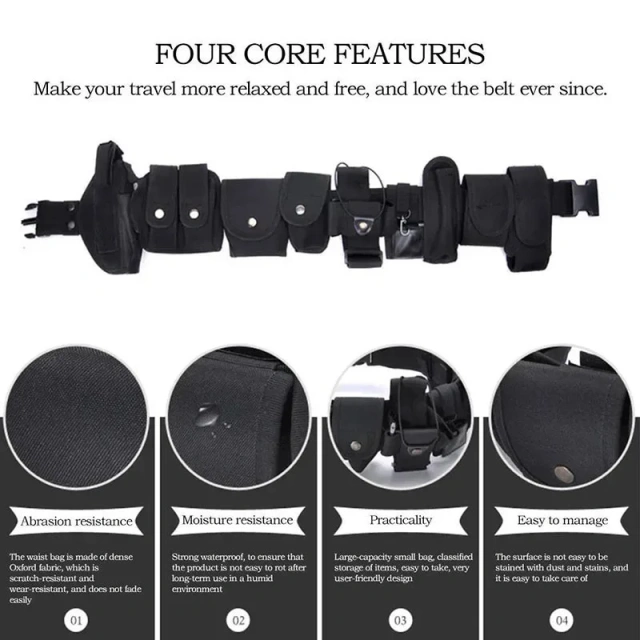 Men's Practical Detachable Belt Set Tactical Adjustable Strap Belt Inner Belt with Cell Phone Tool Bag Waist Holster Set  Wholesale Training Tactical Belts Men Work Hiking Riggers Web Belt with Heavy Duty Quick Release Metal Buckle