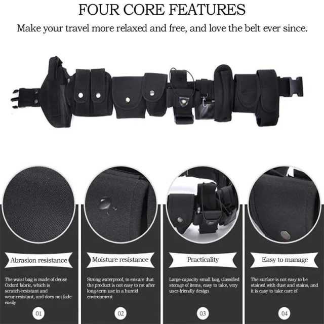 Wholesale Durable Multifunctional Tactical Security Duty Belt Multifunctional Holster Flashlight Pouch Utility Kit Belts  Outdoor Premium Multifunctional Tactical Training Belt Hunting Set Belts Inner practical Training Waist Belt With Phone Tool Bag