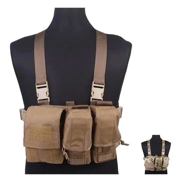 Tactical Equipment Chest Rigs Multi-pockets Tactical Pouch Chest Rig Outdoor Nylon Tactical Chest Harness Vest military Tactical Chest Pack Tactical Molle Chest Rig with Multi-Pockets Mag Pouch Training Tactical Vest