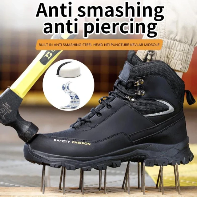 Construction Tactical Oxford Safety Shoes Waterproof Work Boots Anti-smash Shoe Puncture-Proof multifunctional Safety Shoes Durable Unisex Snow Oxford Boots Warm Push Mid-Calf Boots Waterproof Non-slip Fashionable Winter Boots Tactical Warm Shoes