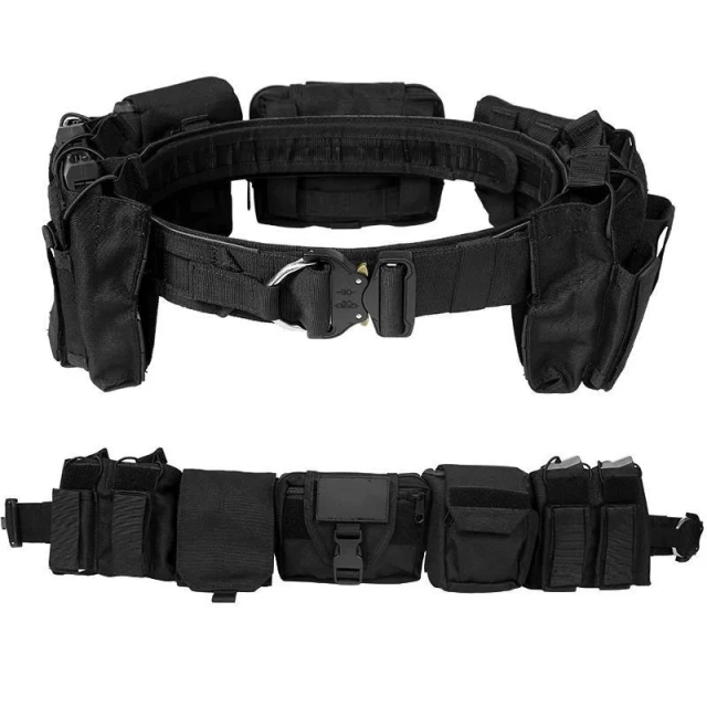 Detachable Tactical Training Waist Bag Hunting Mountaineering Tactical Duty Belts Utility Belt with Accessories Pouches  Multifunctional Wear-resistant Tactical Belt Men Nylon Webbing Belt with Heavy Duty Quick Release Buckle