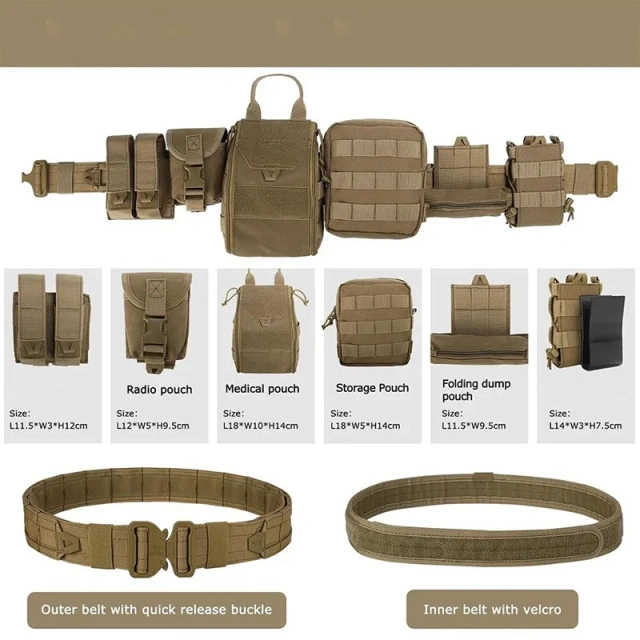 Durable Wholesale Tactical Belt with Pouches Accessories Hunting Utility Belts for Outdoor Multifunctional Tactical Belts  Wholesale Sports Training Tactical Belt Hiking Rigger Nylon Web Work Belt with Heavy Duty Quick Release Buckle