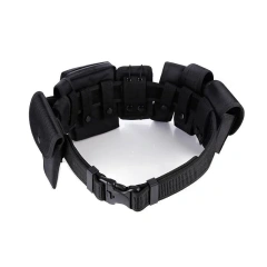 Camping Lightweight Practical Multifunctional Tactical Hunting Belt Security Duty Belt With Holster Flashlight Pouch Sets   Durable Waterproof Training Canvas Web Belt Metal Double Buckle Men Women Casual Cloth Tactical Belt