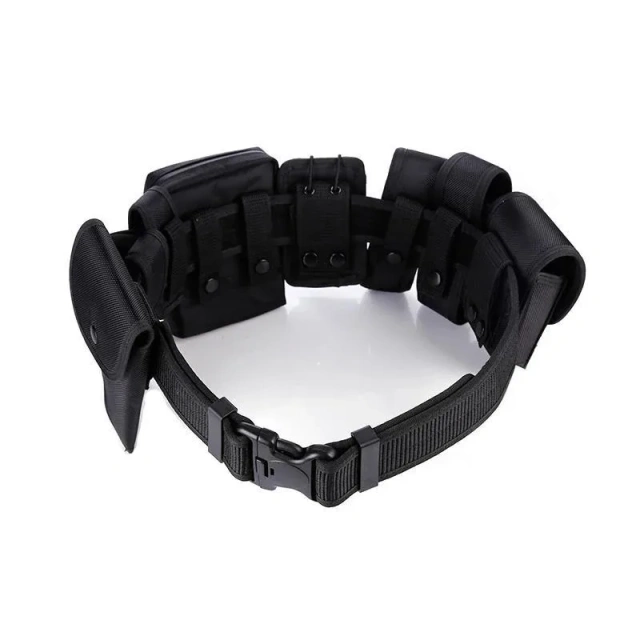 Camping Lightweight Practical Multifunctional Tactical Hunting Belt Security Duty Belt With Holster Flashlight Pouch Sets   Durable Waterproof Training Canvas Web Belt Metal Double Buckle Men Women Casual Cloth Tactical Belt