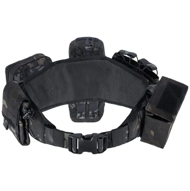 Outdoor Adjustable Camouflage Modular Equipment Tactical Belt Outdoor Comfort Training Molle Duty Belts With Tool Pouches  Adjustable Training Men Nylon Belt Hiking Golf Tactical Durable Ratcheting Casual Jeans Men's Web Adjustable Belt