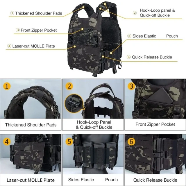 Hunting Training Vest Outdoor Sports Vest  Training Vest Outdoor Utility with Multiple Pockets Sports Training vest  Adjustable Sports Training Weighted Workout Vest Designed and Training Weight Vest