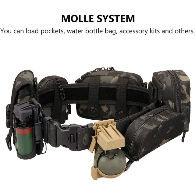 Wear-resistant Lightweight Nylon Adjustable Quick Release Wear-Resistant Men Tactical Belt Heavy Duty Work Belt  High density Material Adjustable outdoor multifunctional pockets Quick Release Tactical Heavy Duty sport enthusiasts Belt