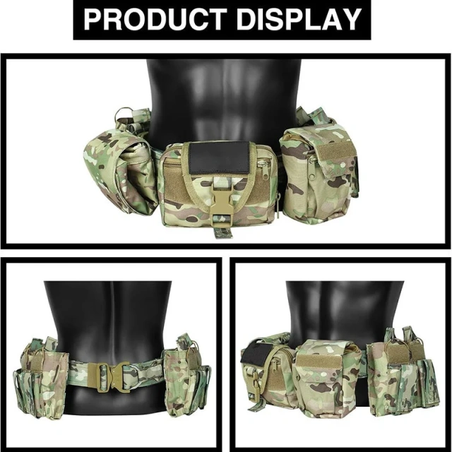 Heavy Duty High Density Durable Hunting Material Tactical Belt with Pouches Duty Belts Outdoor Work Wear-resistant Belts  Durable Waterproof Men Tactical Belt Breathable Slide Buckle Canvas Web Belt Adjustable Outdoor Casual Nylon Belts