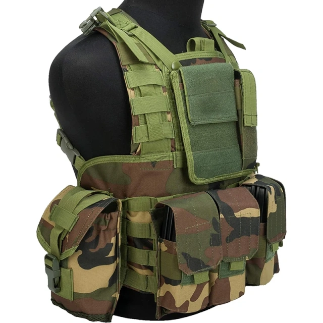 Best Selling Woodland Tactical Vest Chest Bag Multifunctional Tactical Chest Rig Outdoor Hunting Vest Chest Rig Nylon Tactical Molle Chest Rig with Mag Pouches Modular Micro Tactical Vest for Hunting Training