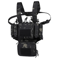 Camo Tactical Chest Rig Adjustable Detachable Tactical Molle Chest Rigs with Mag Pouch Tactical Hunting Vest Wholesale Tactical Vest for Training Hunting Good Quality Tactical Vest with Multi-Pockets Tactical Chest Vest Rig