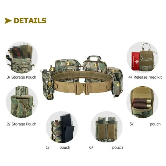 Durable Gear User Outdoor Hunting Tactics Multifunctional Belt Storage Bag Duty Security Wholesale Traffic Tactical Belt  Men's Wear-resistant Sports Training Nylon Web Work Belt Durable Simple Everyday Riggers  Tactical Belt