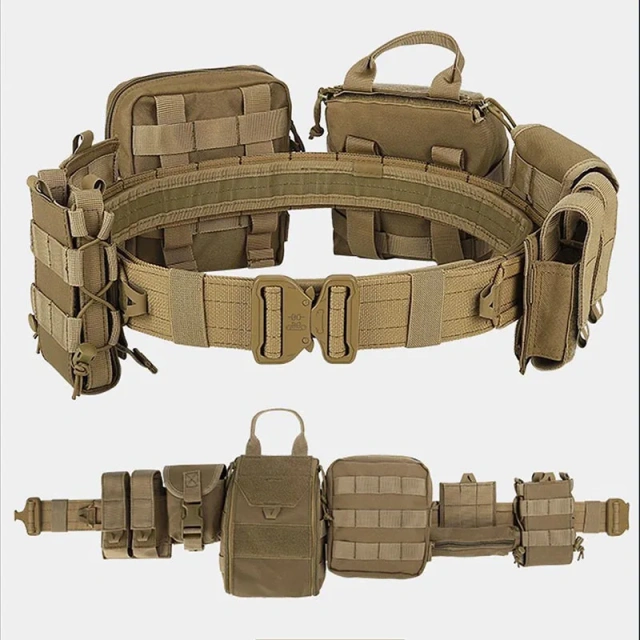 Tactical Belt with Pouches Accessories Hunting Utility Belts for Outdoor Multifunctional Wear-resistant Tactical Belts  Wear-resistant Lightweight  Ratchet Belt Men Nylon Web multifunctional Tactical Belt with Automatic Slide Buckle