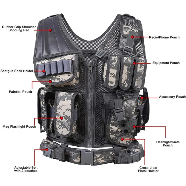 Multifunctional Assault Vest for Outdoors High Quality Breathable Waterproof Training Vest Lightweight Field Tactical Vest  Training Vest Assault outdoors security Training vest Fully Adjustable Lightweight Sports Training vest