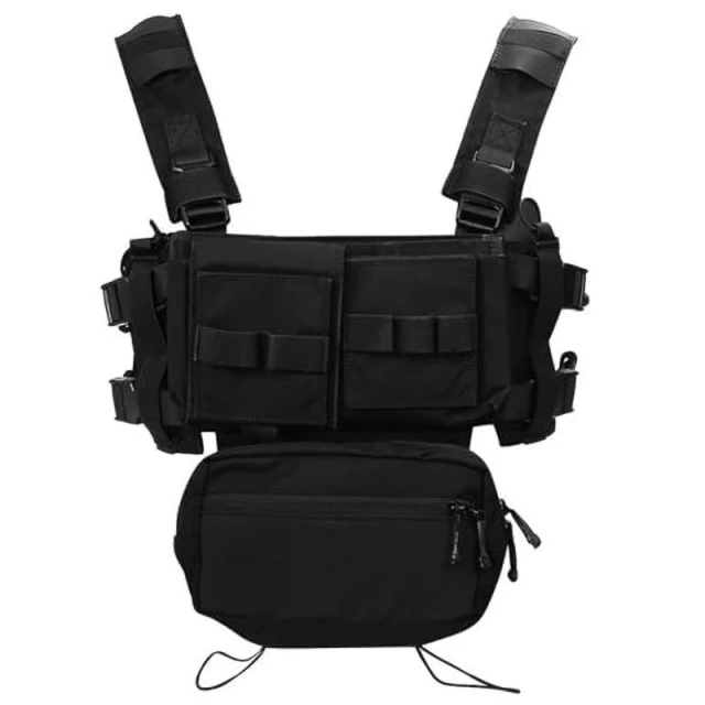 Tactical Molle Chest Rig with Mag Pouches Tactical Modular Micro Rig Nylon Tactical Vest for Hunting Training Tactical Accessories Vest Chest Rig for Outdoor Heavy Duty Tactical Vest Rig Bag Adjustable Tactical Chest Rig