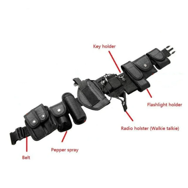 Outdoor Tactical Flashlight Pouch Wear-resistant Sets Multifunctional Utility Kit Belt Hiking Duty Belt Security Duty Belts   Wear-resistant Sports Tactical Belt Webbing Riggers Heavy Duty Quick Release Metal Buckle sports Belt