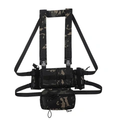Tactical Chest Pouches Rig with Mag Pouch Tactical Vest for Chest Multifunctional Tactical Hunting Modular Rig Vest military Outdoor Tactical Gear Chest Rig Tactical Molle Vest Pouch Bag Carrier Camouflage Tactical Chest Rig