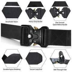 Adjustable Training Men Style Work Hiking Riggers Web Belt with Heavy Duty Quick Release Metal Buckle Tactical Belts  Outdoor Modular Equipment System Security Belts Tactical Duty Utility Versatile Modular versatile design Work Hunting Belt