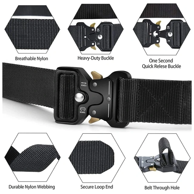 Adjustable Training Men Style Work Hiking Riggers Web Belt with Heavy Duty Quick Release Metal Buckle Tactical Belts  Outdoor Modular Equipment System Security Belts Tactical Duty Utility Versatile Modular versatile design Work Hunting Belt