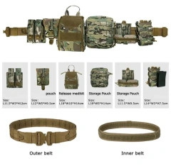 Fashionable High Quality Outdoor Black Hunting Multifunctional Tactics Storage Bag Durable Hiking Duty Security Tactical Belt  Hot selling Sports Men's Sports Webbing Tactical Belt Adjustable Training Adjustable Tactical Belt