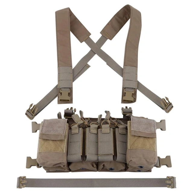 Heavy Duty Tactical Vest Tactical Chest Vest Rig Adjustable X Harness Tactical Chest Vest with Mag Pouches Custom Tactical Chest Rig Lightweight Quick Release Outdoor Game Hunting Bag Chest Rig Tactical Vest With Pouch