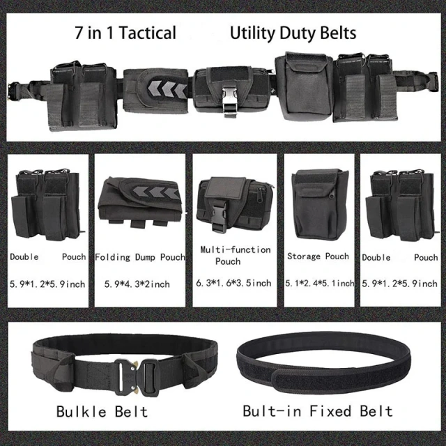 High Quality Premium Lightweight Tactic Waist Belt Duty Utility Waist Belt Duty Tactical Durable Multifunctional Waist Belts  Premium Adjustable Multifunctional Outdoor wear-resistant Hunting Tactics Storage Tactical Bag Duty Security Traffic Hiking Belt