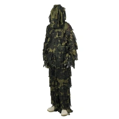Lightweight Jungle Ghillie Suit for Outdoor Woodland Camo Suit Made of Mesh Fabric Outdoor Hunting Clothing Ghillie Suit Professional Outdoor Camouflage Clothing Hunting Mesh Suit for Outdoor Activities