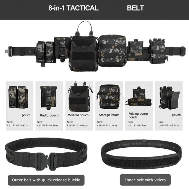 Wholesale Tactical Mountaineering Belt with Accessories Quick Release High Density Material Rigger Belt Heavy Duty Belts  Wear-resistant Durable Men's Adjustable Training Tactical Stretch Web Nylon Belt with Quick Release Buckle Belt