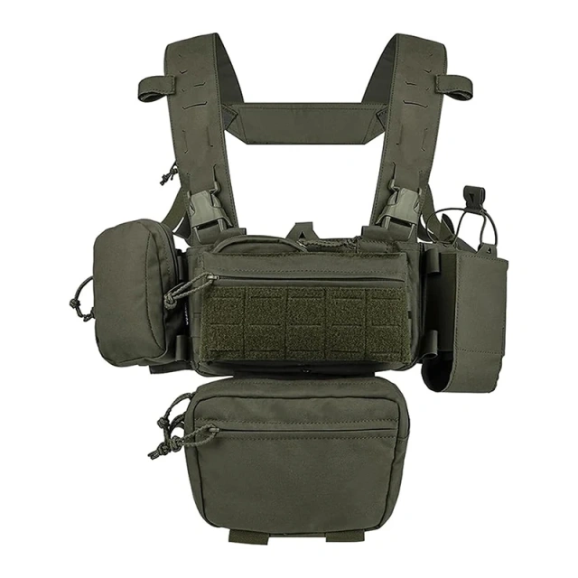 Tactical Chest Rig Tactical Molle Micro Chest Rigs Adjustable Detachable Tactical Modular Chest Rig Vest with Mag Pouch Customized Outdoor Tactical Gear Chest Rig Tactical Molle Vest Pouch Bag Carrier Camouflage Tactical Chest Rig