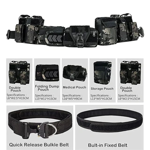 Wholesale High Quality Multifunctional Tactical Belt with Quick Release Accessory Pouches Premium Wholesale Duty Belt for Men  Durable Fashionable Men's Trainer Belt Comfortable Fade and Rip Resistant Nylon Mesh Tactical Belt