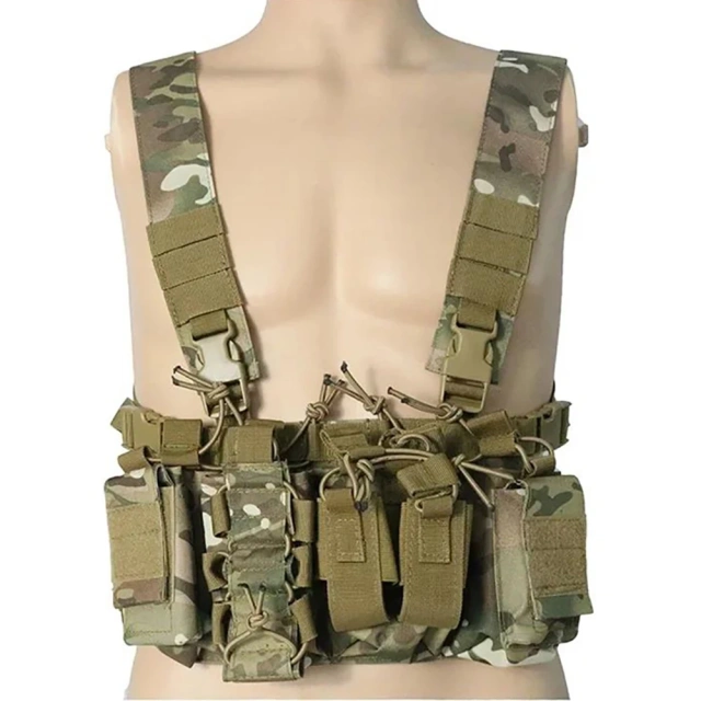 Best Selling Tactical Gear Camouflage Molle Chest Rigs Durable Tactical Chest Rig Outdoor Harness Tactical Rig Vest military Tactical Equipment Gear Hunting Vest Tactical Chest Harness MOLLE Rig Heavy Duty Tactical Chest Rig Vest