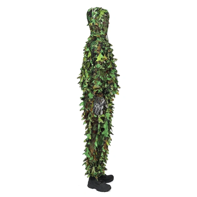 New Jungle Woodland Forest Ghillie Suit for Hunting Cosplay Zipper style Camouflage suit 3d Leafy Ghillie Suit Outdoor Ghillie Suit Hunting Suits Pants 3D Leaf Camo Camouflage Coveralls Youth Adult Training Lightweight Clothes