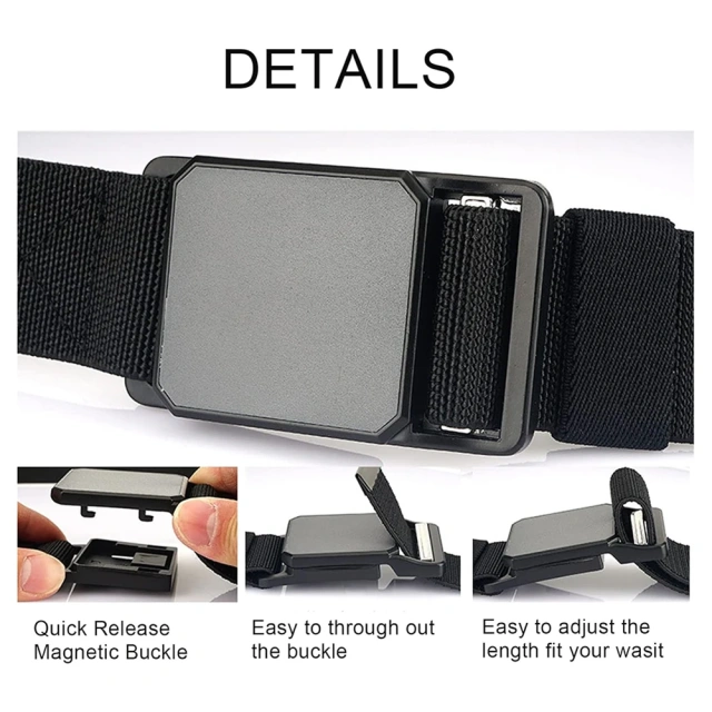 Wear-resistant Tactical Elastic Belts Men Quick Release Magnetic Buckle Stretch Webbing Heavy Duty Work Golf Belt  Wholesale Outdoor High density Material Adjustable Heavy Duty Utility Belt Quick-Release Belt with Pouch tactic Waist Belt