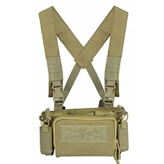 Customized Training Chest Rig with Mag Pouch High Quality Tactical Chest Rig Molle Pouches Tactical Training Vest Tactical Chest Vest Rig Adjustable Tactical Harness Chest Rig with Mag Pouches for Training Camo Tactical Vest Rig