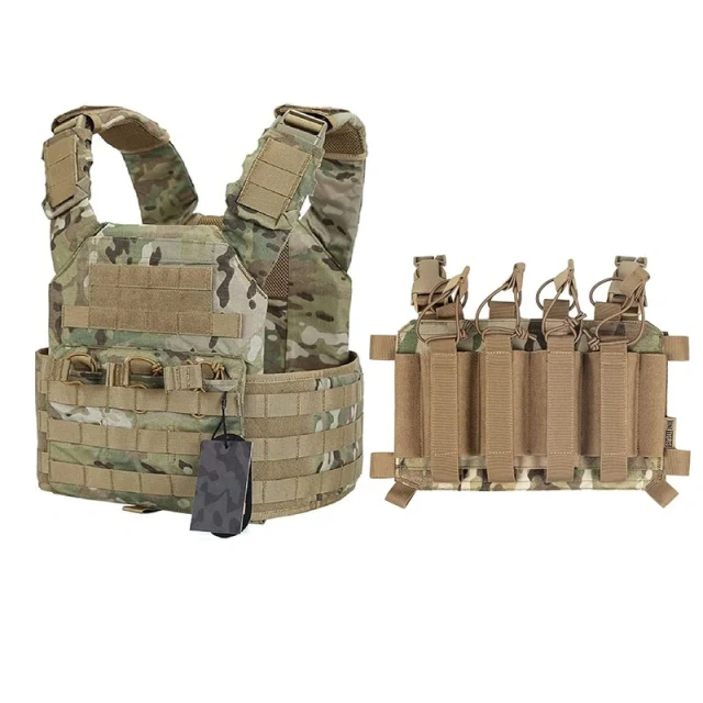 Multicam Training Vest Magazine Pouch with Hook Backing Training Placard with Elastic Retention Straps  Children Kids high-quality Training Vest Outdoor Shooting Hunting Adjustable Kids Training Vest