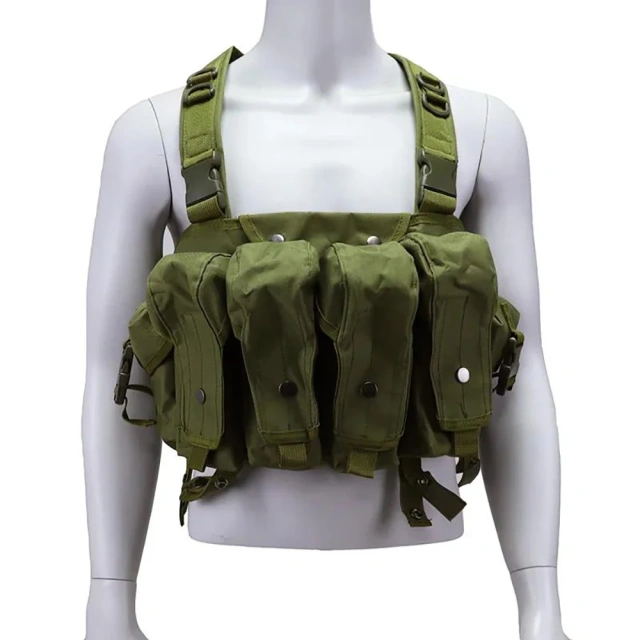 Tactical Molle Pouch Rig Chest Heavy Duty Tactical Chest Harness Vest Outdoor Protective Hunting Vest Rig Utility MOLLE Tactical Chest Rig with Pouches Tactical Chest Rig Multi-functional Tactical Chest Rig Outdoor Tactical Chest Rig