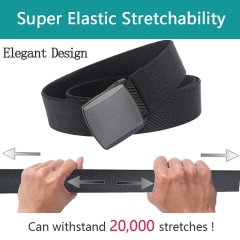 Elastic Belts Stretch Canvas No Metal Plastic Buckle Work Travel Sports Trim Fit Waist Tactical Belt  Wholesale Wear-resistant Ratchet Belt Nylon Web Tactical Belt with Automatic Slide Buckle Adjustable