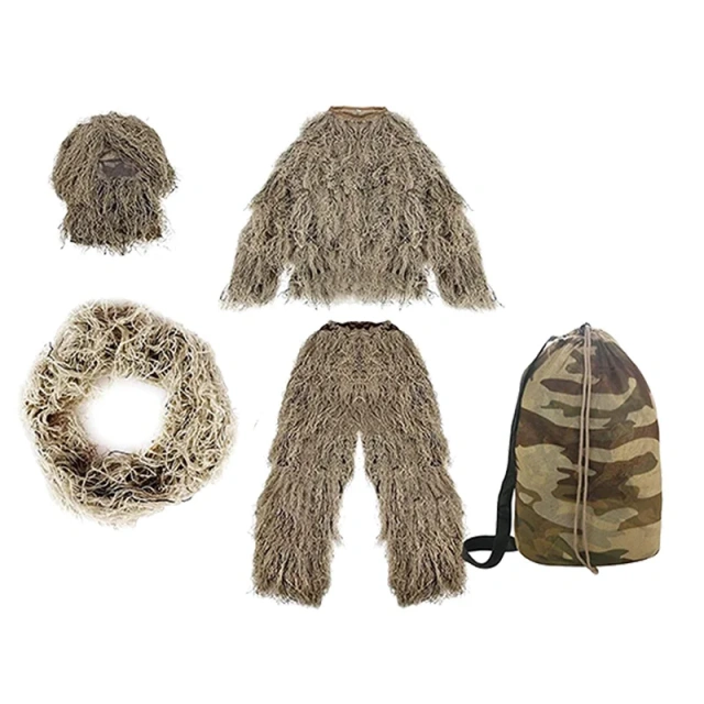 Hot Sale Kids 3D Camouflage Hunting Forest Woodland Ghillie Suit Camouflage Hunting Apparel Children's Ghillie Suit for Outdoor Lightweight Breathable Ghillie Suit Jungle Hunting Camouflage Clothing