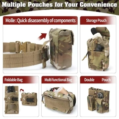 High Density Material Adjustable Outdoor Multifunctional Pockets Quick Release Tactical Heavy Duty Sport Enthusiasts Belt  Detachable Utility Belt Adjustable Comfortable Heavy Duty Tactical Belt for Daily Commuting Hunting Simulated Training