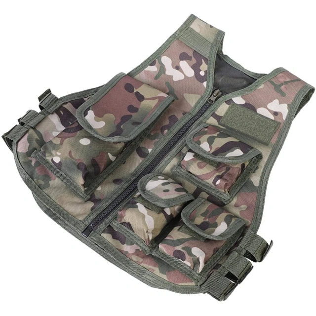 High Quality Durable Training Vest for Children Adjustable Camouflage Assault Training Vest Outdoors Games Tactical Vest Training Cross Draw Vest Wear-resistant Lightweight stab-proof Sports Training vest
