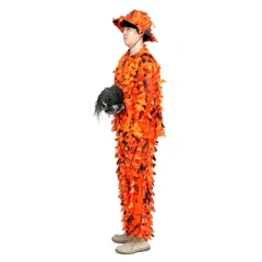 Maple Leaf Camo Ghillie Suit Button Style Outdoor Camouflage Suit Unisex Breathable Camouflage Clothing New Jungle Woodland Forest Ghillie Suit for Hunting Cosplay Zipper style Camouflage suit 3d Leafy Ghillie Suit