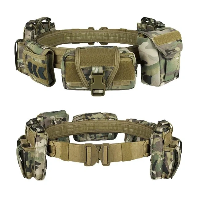 Multifunctional Tactic Waist Belt Adjustable Tactical Belt with Detachable Pouch Quick Release Buckle for Outdoor Activities  Adjustable Training Tactical multifunctional Wear-resistant Belt Fully Canvas Web Belt with Flip Top Buckle