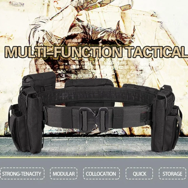 Adjustable Double-layer Nylon Tactical Belt Premium Quick Release Rigger Heavy Duty Belts for Men Security Duty Equipment  Hot selling Adjustable Sports Training Lightweight Tactical Belts Men Quick Release Buckle Molle Outer Belt