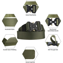 Sports Training Training Wear-resistant Men's Tactical Belt Heavy Duty Webbing Belts Adjustable Style Nylon Belts  Lightweight Outdoor Camouflage multifunctional five piece tactical waist cover hunting Mountaineering waist safety tactical belt